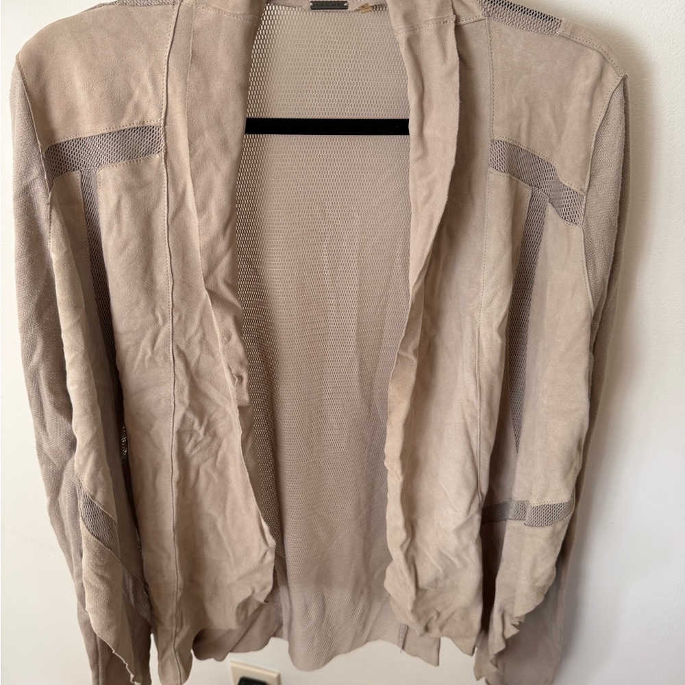 Elie Tahari Taupe Mesh-Panel Blazer